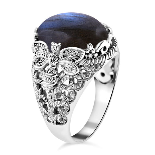 Royal Bali - Labradorit, Libelle Ring, 925 Silber ca. 12.15 ct