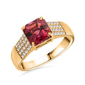 Iliana AAA Rubellit, Weißer Diamant Ring, SI-GH zertifiziert und geprüft, 750 Gold (Größe 17.00) ca. 2.10 ct