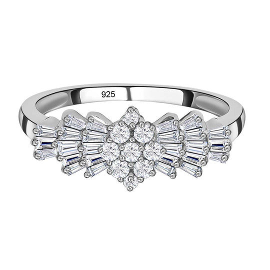 Moissanit Ballerina-Ring, 925 Silber rhodiniert (Größe 20.00) ca. 1.12 ct
