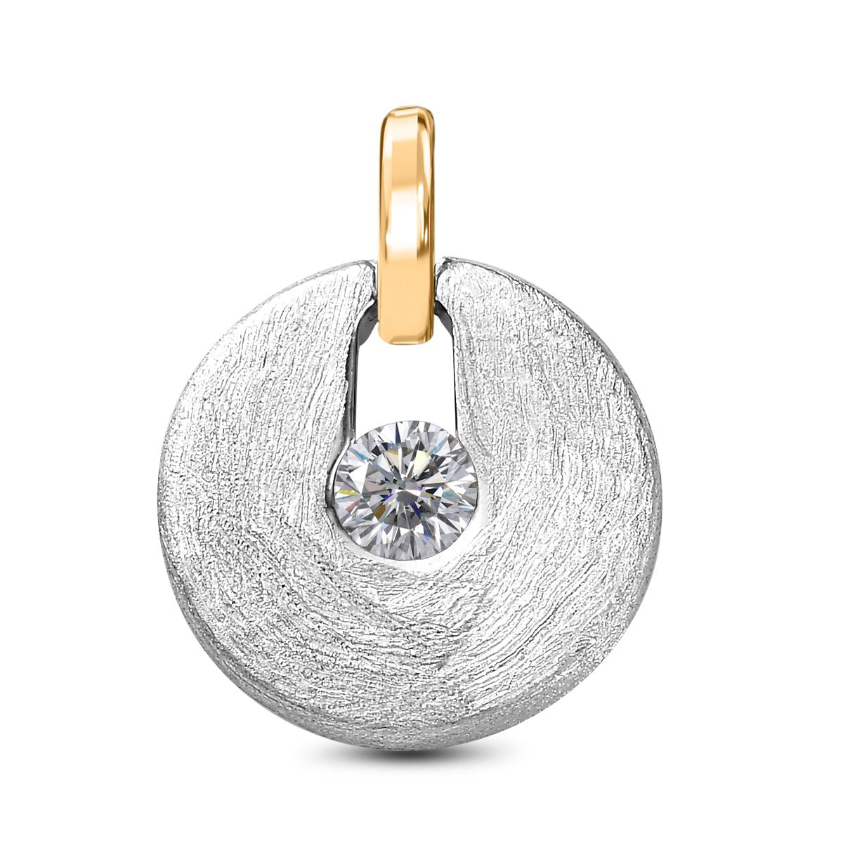 Moissanit Anhänger 925 Silber Zweifarbige Beschichtung ca. 0,44 ct.