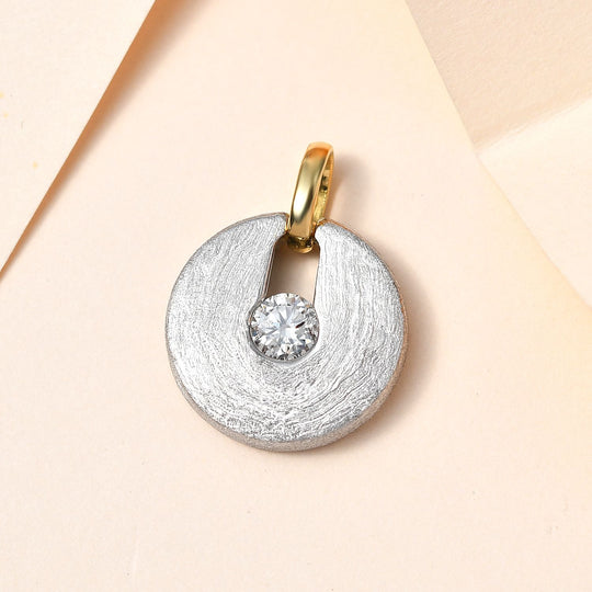 Moissanit Anhänger 925 Silber Zweifarbige Beschichtung ca. 0,44 ct.
