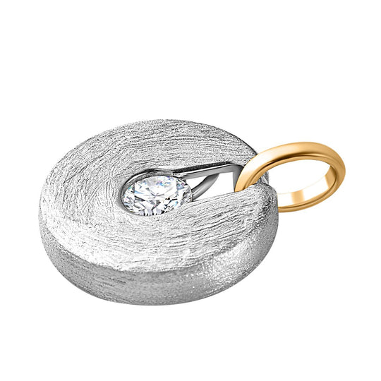 Moissanit Anhänger 925 Silber Zweifarbige Beschichtung ca. 0,44 ct.