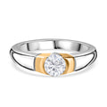 120 Facetten Moissanit Ring 925 Silber Zweifarbige Beschichtung (Größe 16.00) ca. 0,44 ct