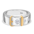 Moissanit Ring, 925 Silber, bicolor, (Größe 17.00) ca. 0.23 ct