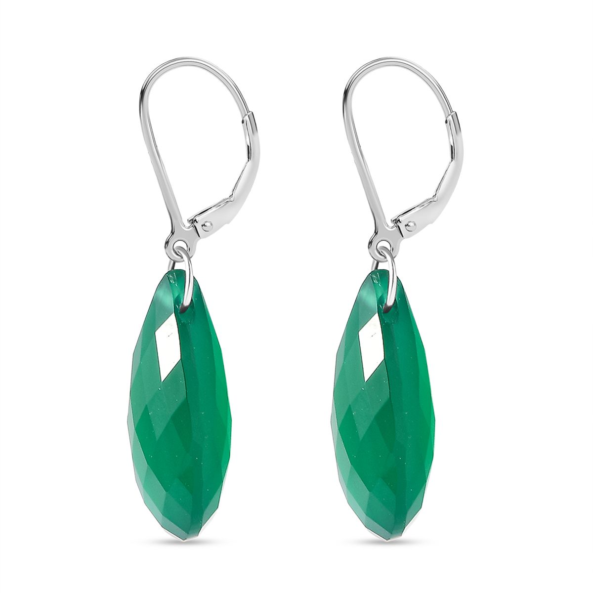 Verde Onyx Ohrringe 925 Silber platiniert ca. 27.80 ct