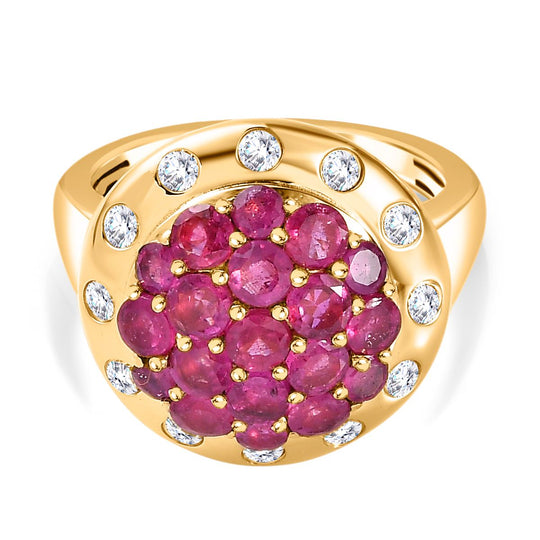 Afrikanischer Rubin (Fissure gefüllt) Ring 925 Silber Gelbgold Vermeil (Größe 19.00) ca. 3,59 ct