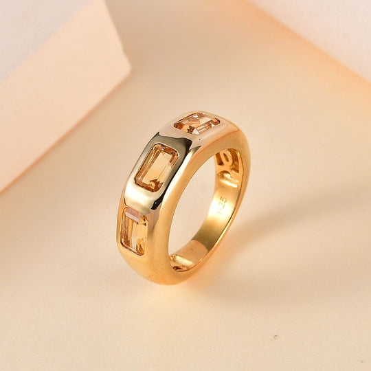 Citrin Ring 925 Silber Gelbgold Vermeil ca. 1.66 ct