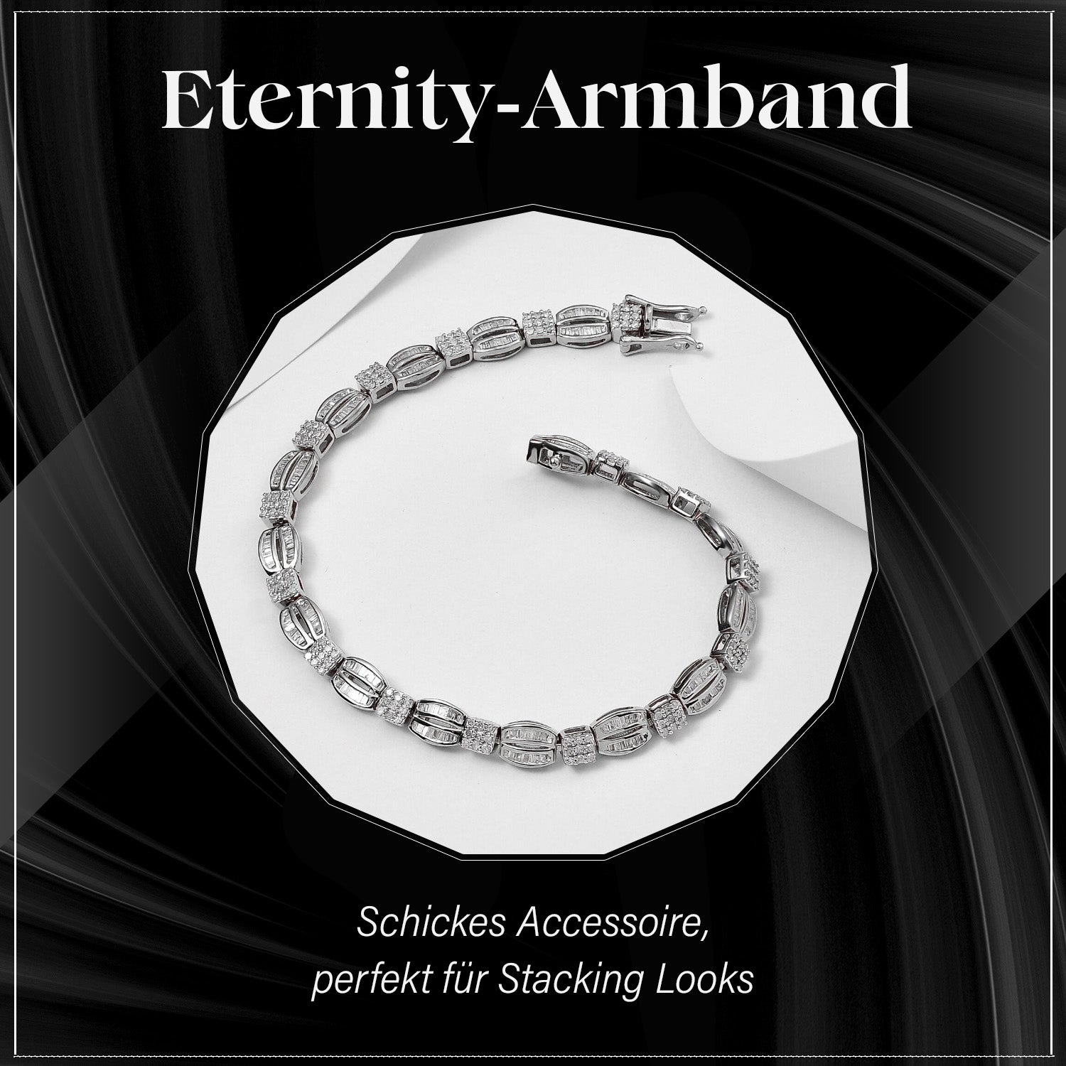 Weißer Diamant Armband ca. 19 cm 925 Silber platiniert ca. 1.50 ct