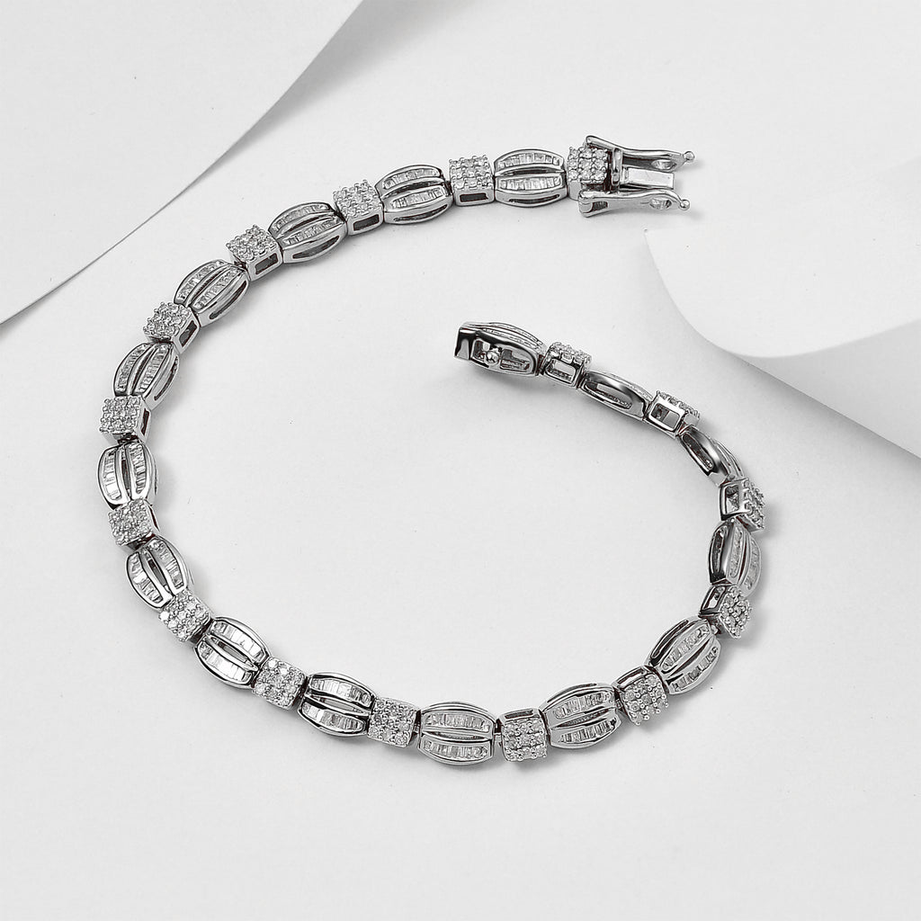 Weißer Diamant Armband ca. 19 cm 925 Silber platiniert ca. 1.50 ct