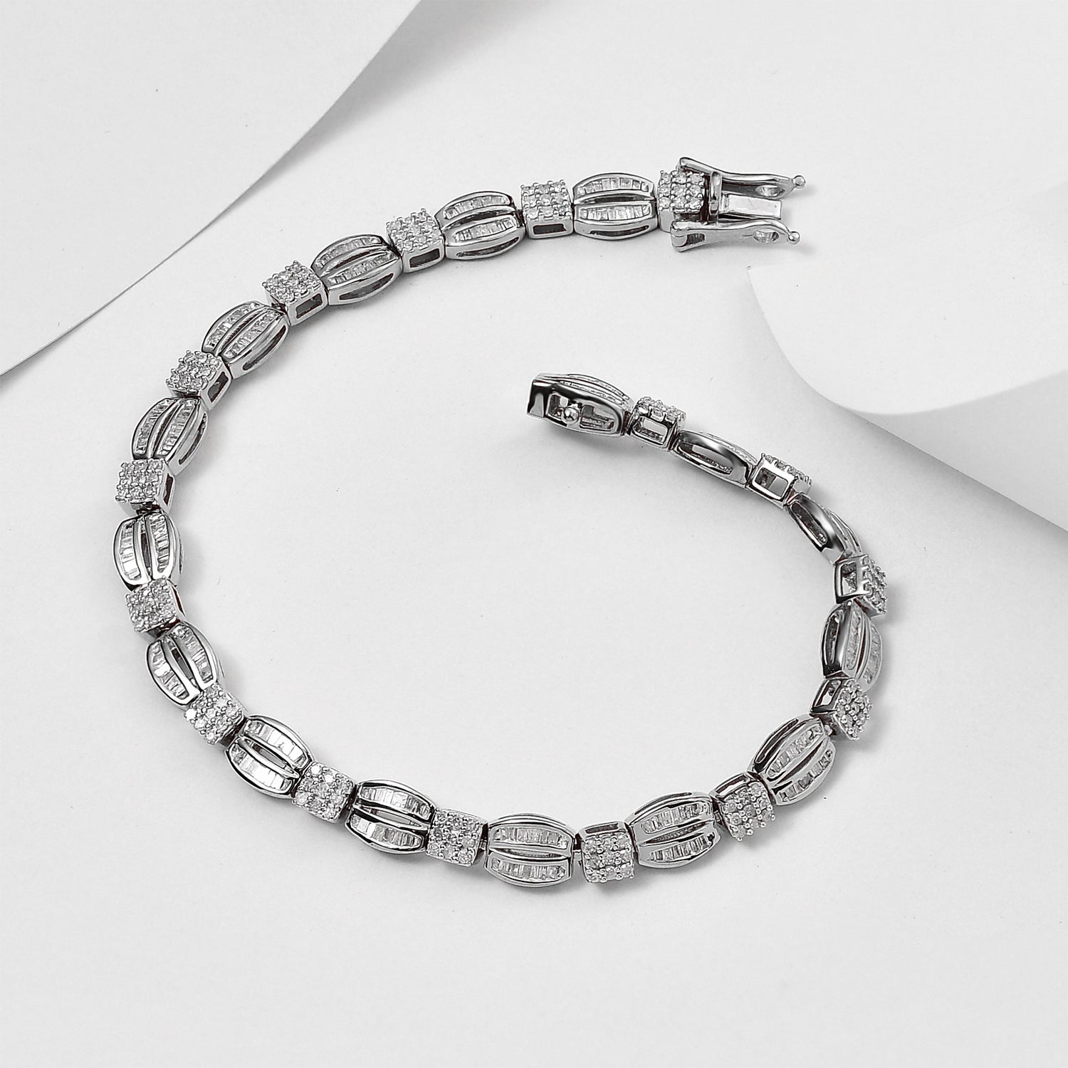 Weißer Diamant Armband ca. 19 cm 925 Silber platiniert ca. 1.50 ct