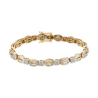 Weißer Diamant P Armband ca. 19 cm 925 Silber Gelbgold Vermeil ca. 1.50 ct