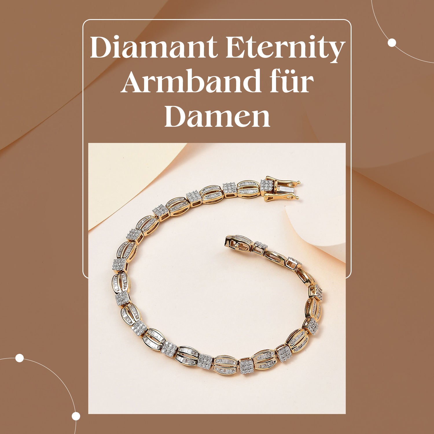 Weißer Diamant P Armband ca. 19 cm 925 Silber Gelbgold Vermeil ca. 1.50 ct