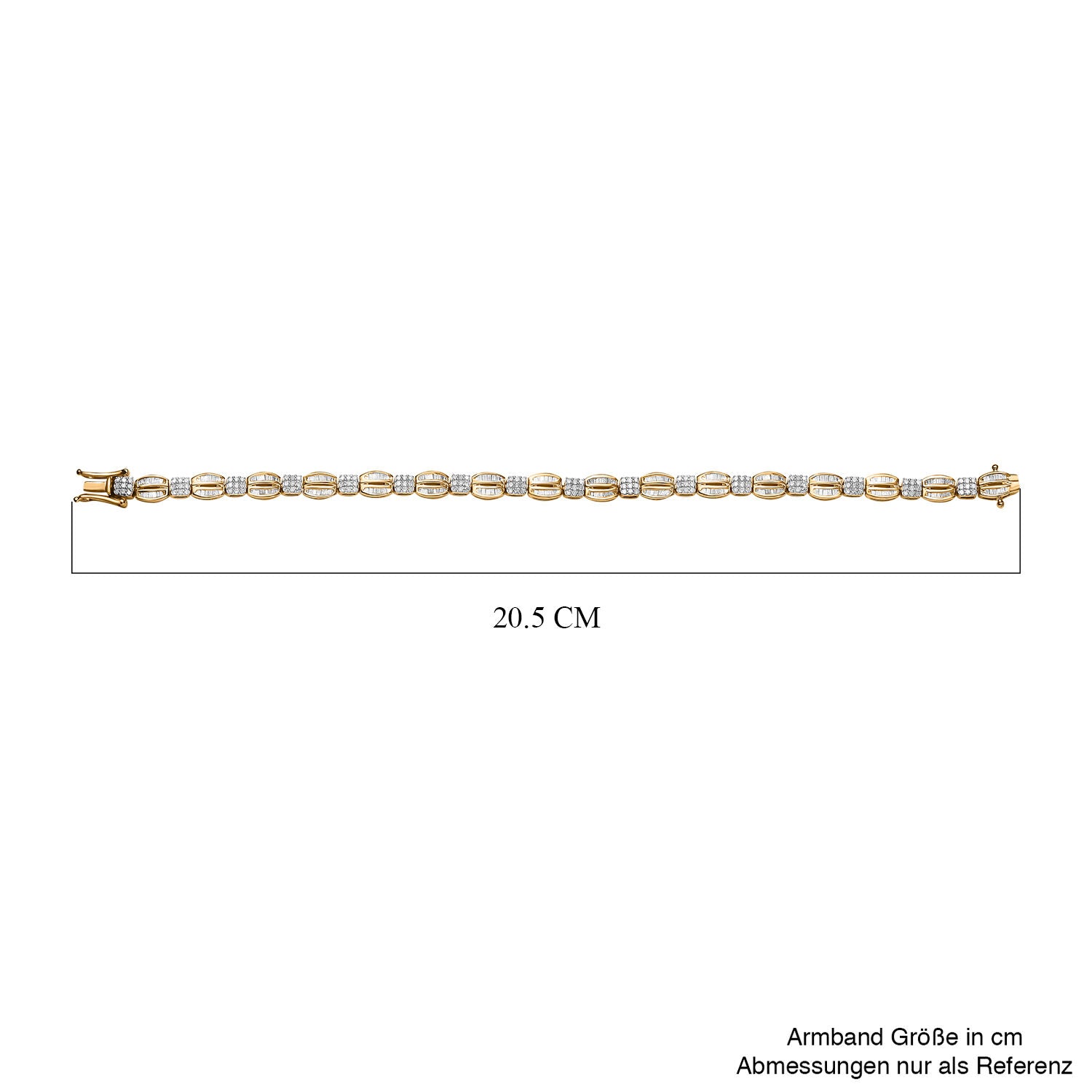 Weißer Diamant P Armband ca. 19 cm 925 Silber Gelbgold Vermeil ca. 1.50 ct