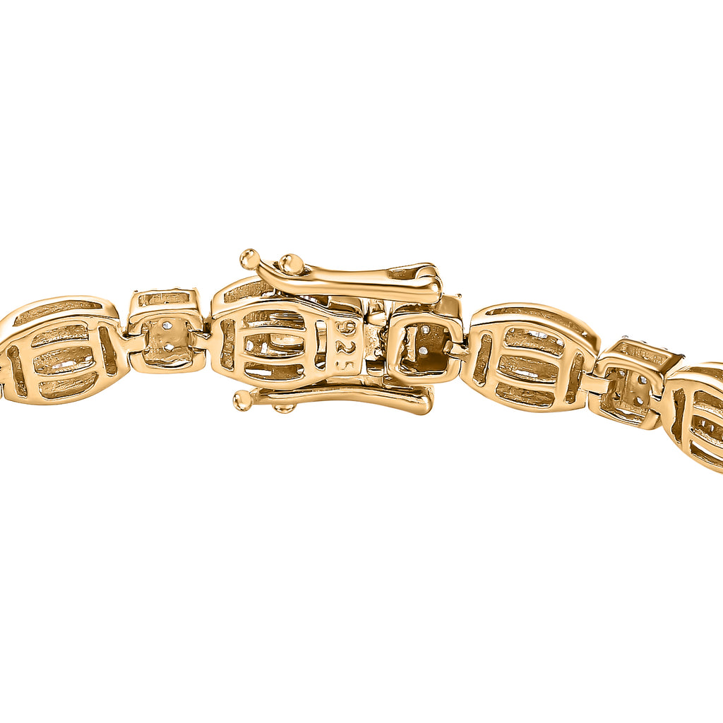 Weißer Diamant P Armband ca. 19 cm 925 Silber Gelbgold Vermeil ca. 1.50 ct