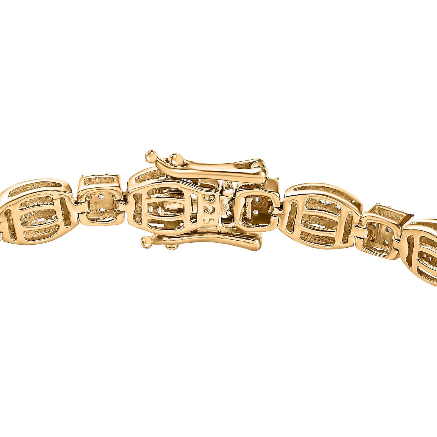 Weißer Diamant P Armband ca. 19 cm 925 Silber Gelbgold Vermeil ca. 1.50 ct