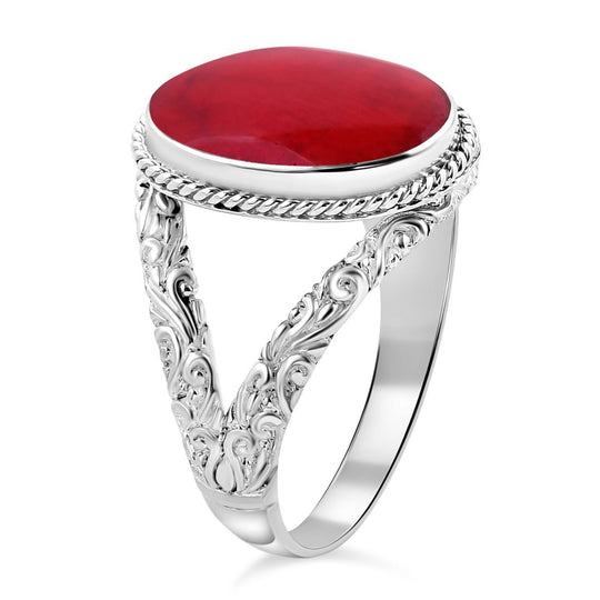 Koralle Ring 925 Silber