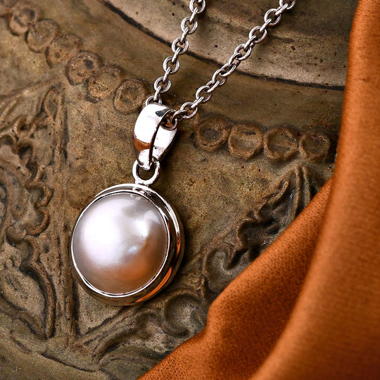 Weiße Mabe Perle Anhänger 925 Silber