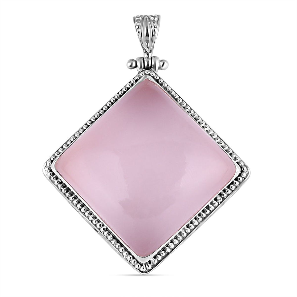 Royal Bali - Rosenquarz Anhänger, 925 Silber ca. 76.43 ct