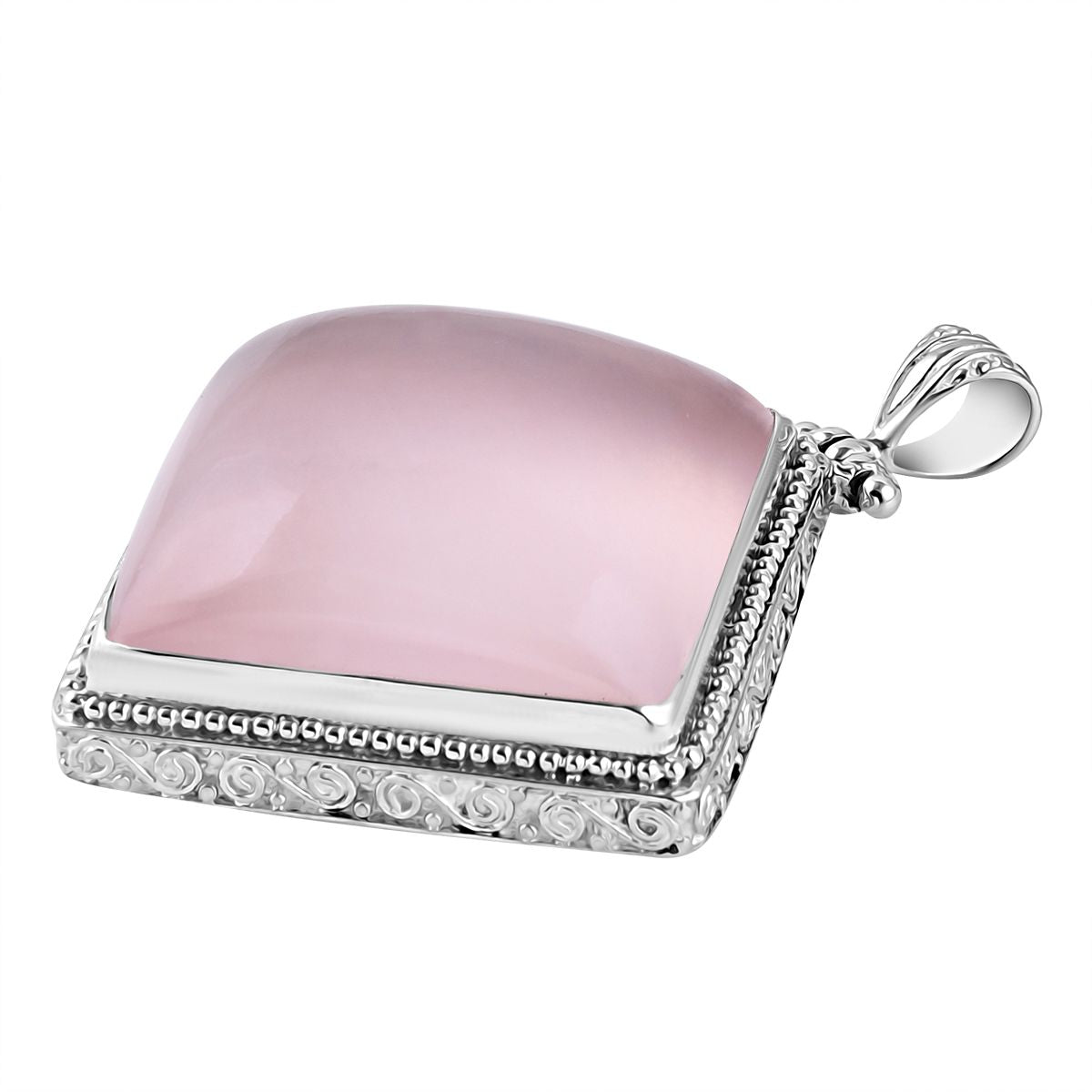 Royal Bali - Rosenquarz Anhänger, 925 Silber ca. 76.43 ct