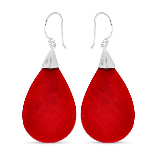Royal Bali - Rote Koralle Ohrringe 925 Silber