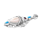 Royal Bali - Ox Bone, Rote Granat, Sleeping Beauty Türkis Anhänger, 925 Silber ca. 1.32 ct