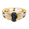 Lab Created Alexandrit, Weißer Zirkon Ring 925 Silber Gelbgold Vermeil (Größe 18.00) ca. 1.77 ct