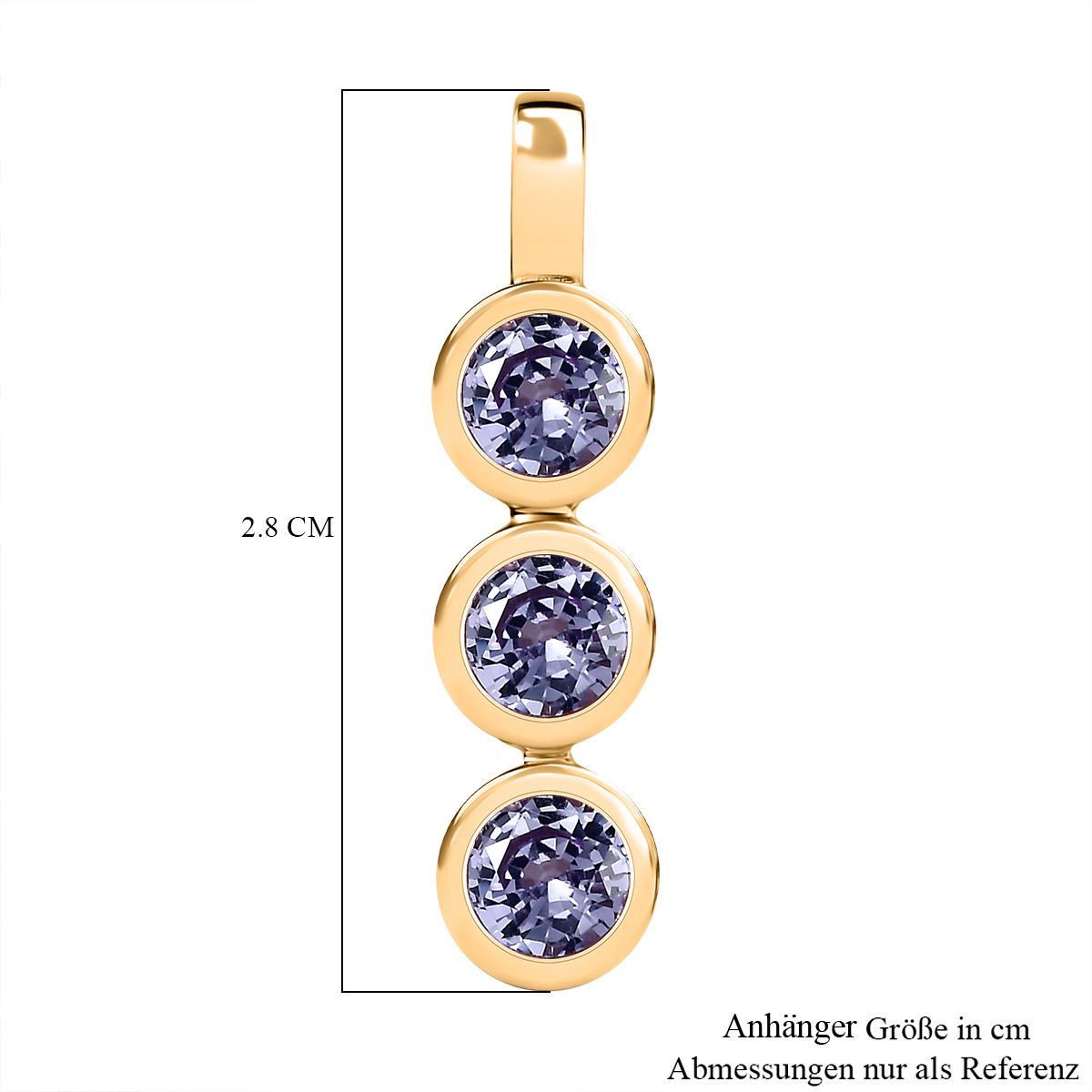 Labor erstellt Alexandrit Anhänger 925 Silber Gelbgold Vermeil ca. 2,01 ct.
