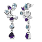 GP Celestial Dream Kollektion - Afrikanischer Amethyst, Himmelblauer Topas Ohrringe, 925 Silber platiniert ca. 4.96 ct
