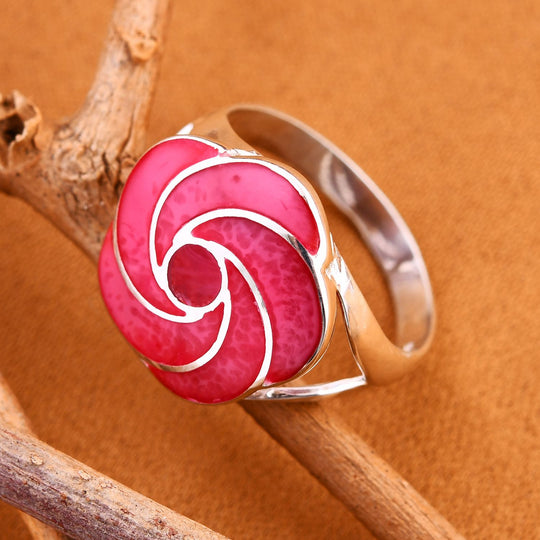 Royal Bali - Koralle Ring, 925 Silber