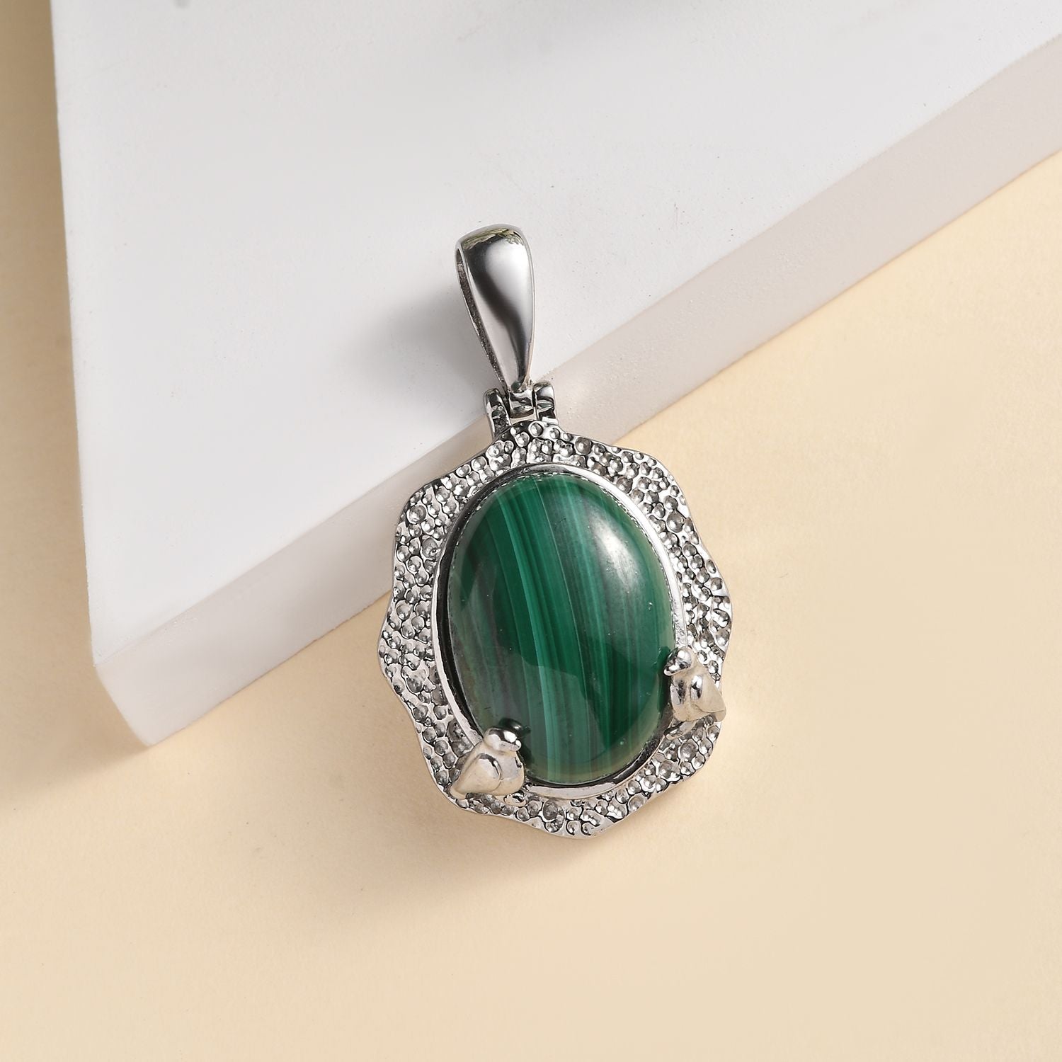 Malachit Anhänger  Edelstahl ca. 20.65 ct