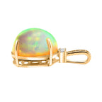 AAA Natürlicher, äthiopischer Welo Opal, Weißer Diamant AGI zertifiziert Anhänger 585 Gold ca. 7.15 ct
