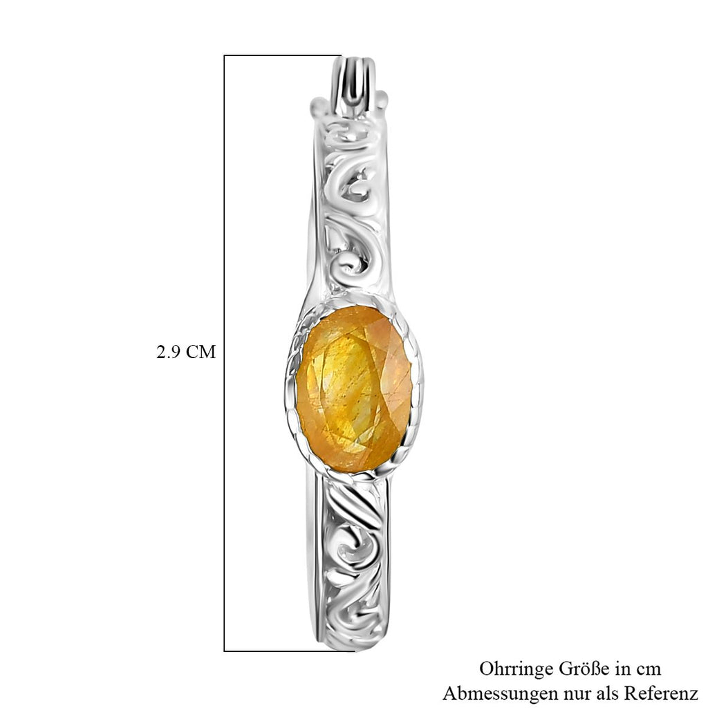 Royal Bali - Fissure gefüllt gelber Saphir Ohrringe 925 Silber ca. 1.99 ct