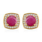 LUXORO zertifizierte und geprüfte AAA natürliche Mosambik Rubin und I2 Diamant Halo Ohrringe in 417 Gold - 2,15 ct.