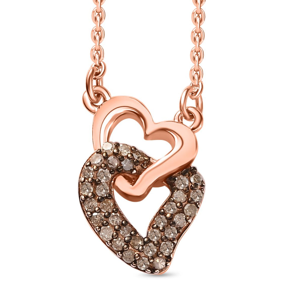 Giuseppe Perez Kanchanaburi Blauer Saphir, Natürlicher Champagner Diamant Halskette ca. 45 cm 925 Silber Roségold Vermeil ca. 0,28 ct.