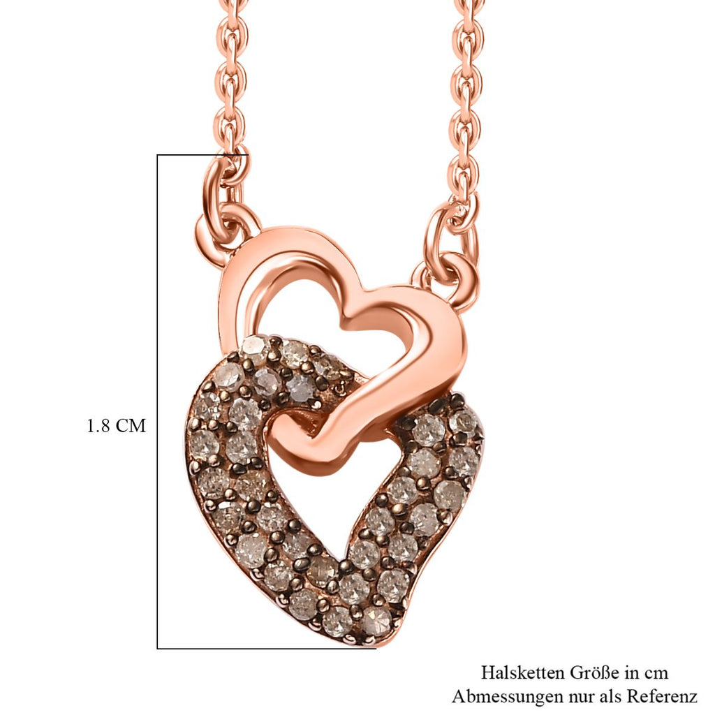 Giuseppe Perez Kanchanaburi Blauer Saphir, Natürlicher Champagner Diamant Halskette ca. 45 cm 925 Silber Roségold Vermeil ca. 0,28 ct.