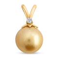 AAA Goldene Südsee Perle, Weißer Diamant Anhänger 750 Gold Standard