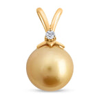 AAA Goldene Südsee Perle, Weißer Diamant Anhänger 750 Gold Standard