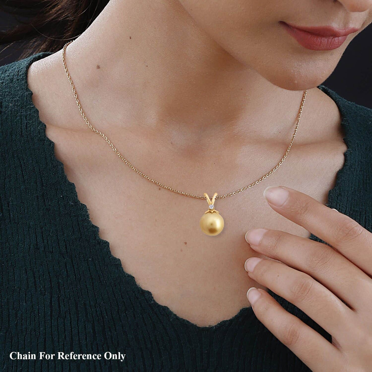 AAA Goldene Südsee Perle, Weißer Diamant Anhänger 750 Gold Standard