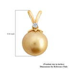 AAA Goldene Südsee Perle, Weißer Diamant Anhänger 750 Gold Standard