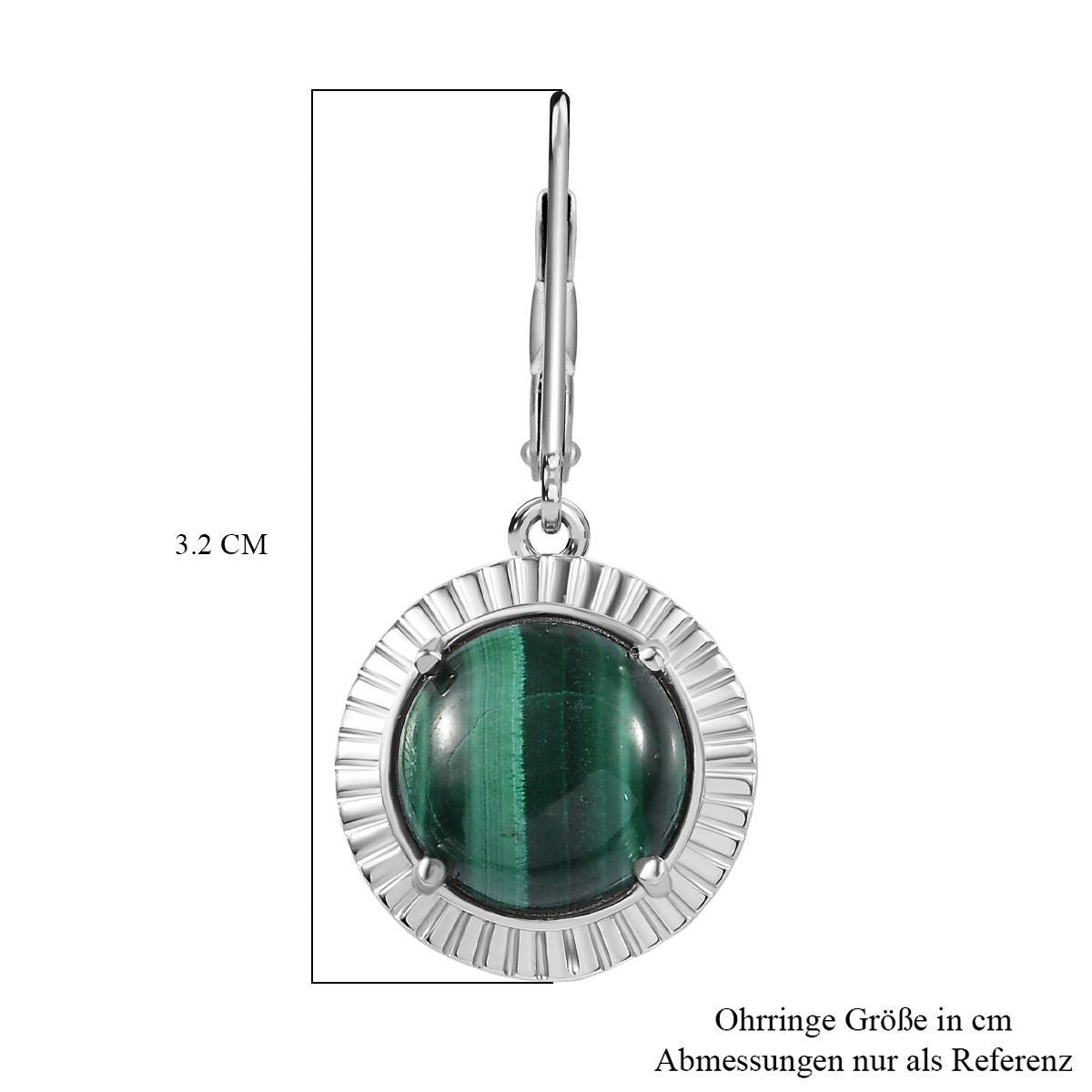 Malachit Ohrringe Messing ca. 10.09 ct