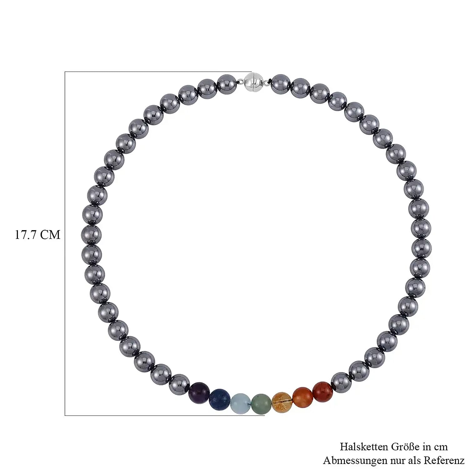 Terahertz mit Mehrfarbige Chakra Edelsteine Halskette, ca. 50 cm, 925 Silber rhodiniert