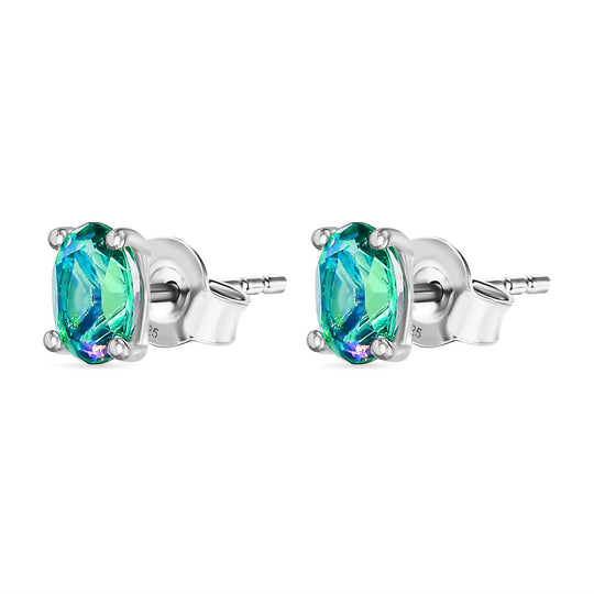 Pfau Quarz Triplette Ohrringe 925 Silber ca. 1,10 ct.