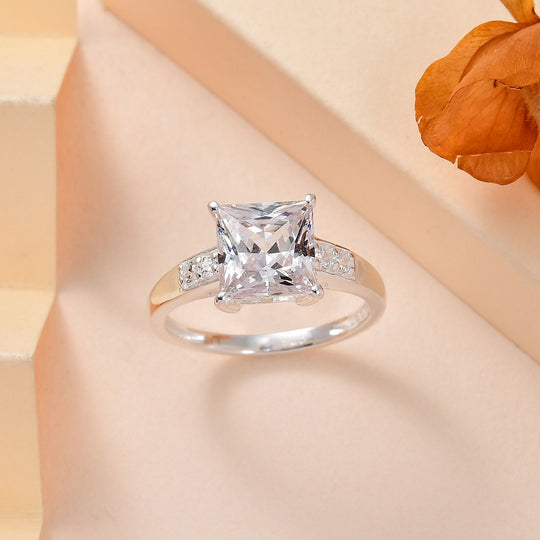 LUSTRO STELLA - Weißer Zirkonia Ring, 925 Silber, (Größe 20.00)