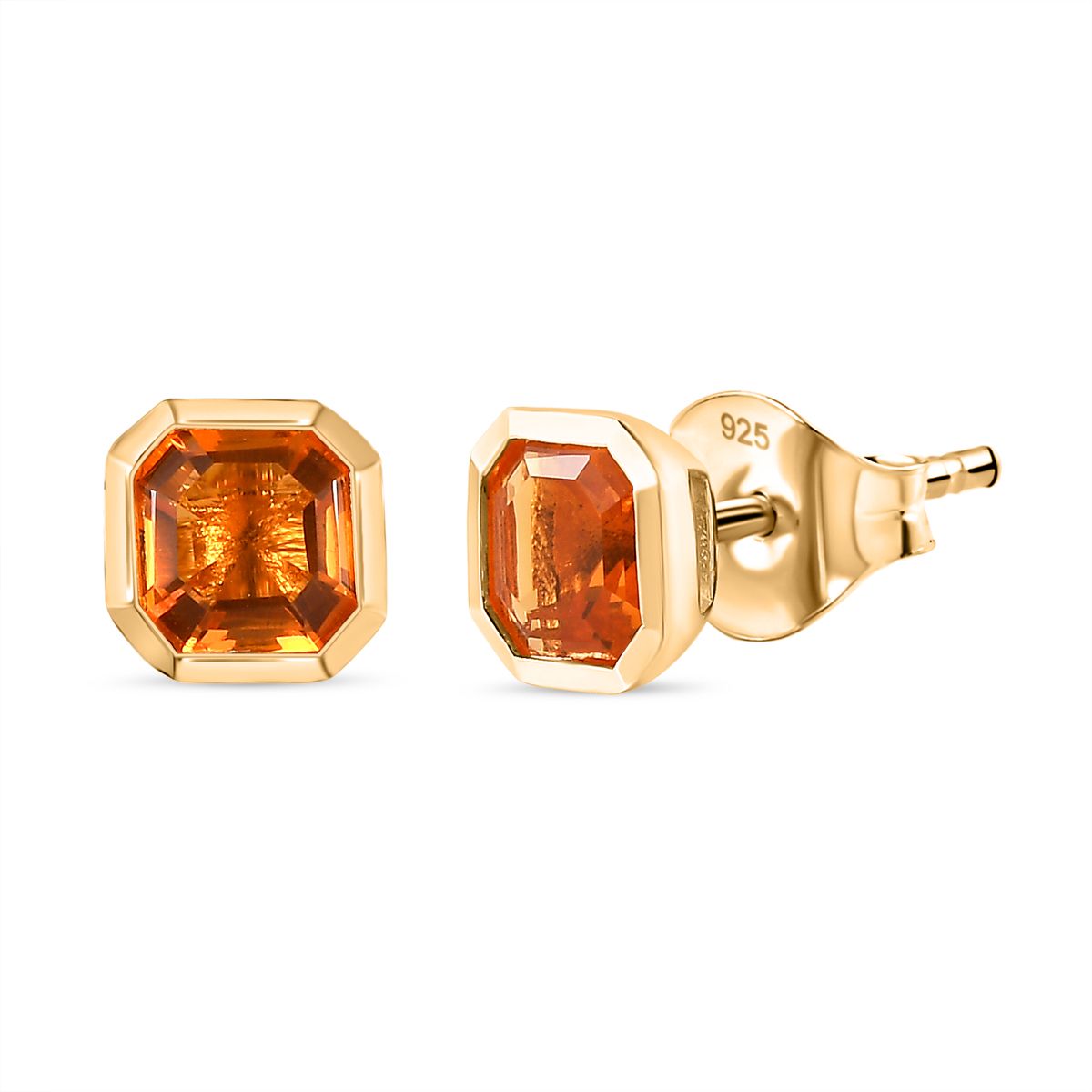 Salamanca Feueropal Ohrringe 925 Silber Gelbgold Vermeil ca. 0.83 ct