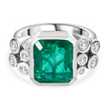 Smaragd-Triplette-Quarz, Weißer Zirkon Ring, 925 Silber rhodiniert (Größe 18.00) ca. 5.94 ct