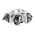 Muonionalusta Meteorit Ring 925 Silber rhodiniert (Größe 17.00) ca. 28.00 ct