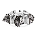 Muonionalusta Meteorit Ring 925 Silber rhodiniert (Größe 18.00) ca. 28.00 ct