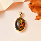 Labor erstellt schwarzen Opal Anhänger 925 Silber Gelbgold Vermeil ca. 2,35 ct.