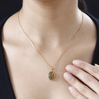 Labor erstellt schwarzen Opal Anhänger 925 Silber Gelbgold Vermeil ca. 2,35 ct.