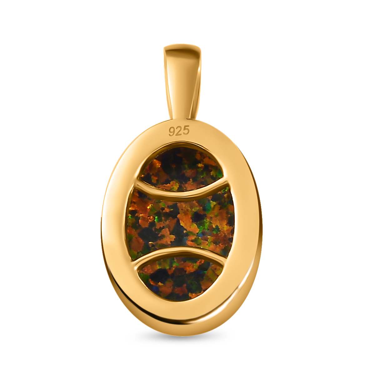 Labor erstellt schwarzen Opal Anhänger 925 Silber Gelbgold Vermeil ca. 2,35 ct.